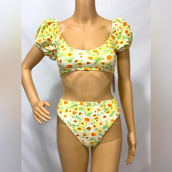 Wild fable Daisy Floral Bikini Bottom High Waist & Leg Cheeky XXS - Picture 3 of 8